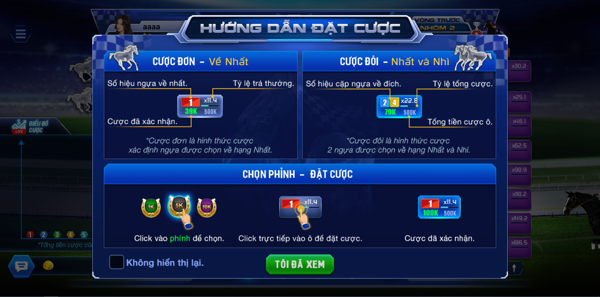 Các hình thức cược trong game đua ngựa 3D