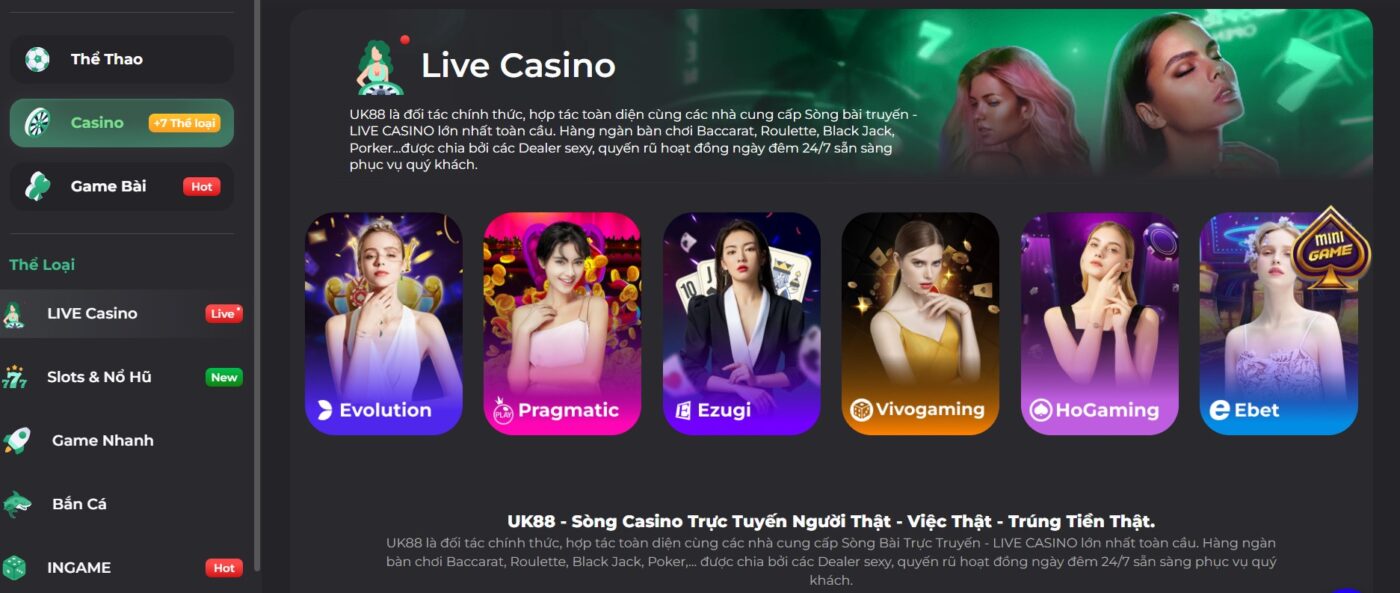 Vài nét thông tin về Pragmatic trên Live Casino của UK88 